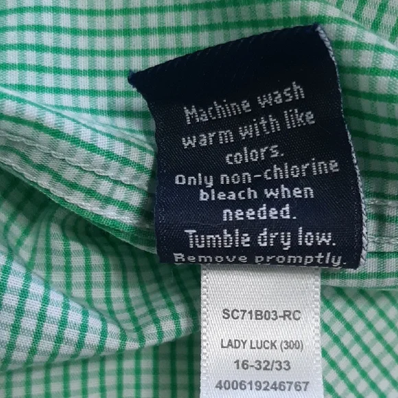 Croft & Barrow Men's 16 32 / 33 Long Sleeve Button Down Mint Green And White - Picture 6 of 10